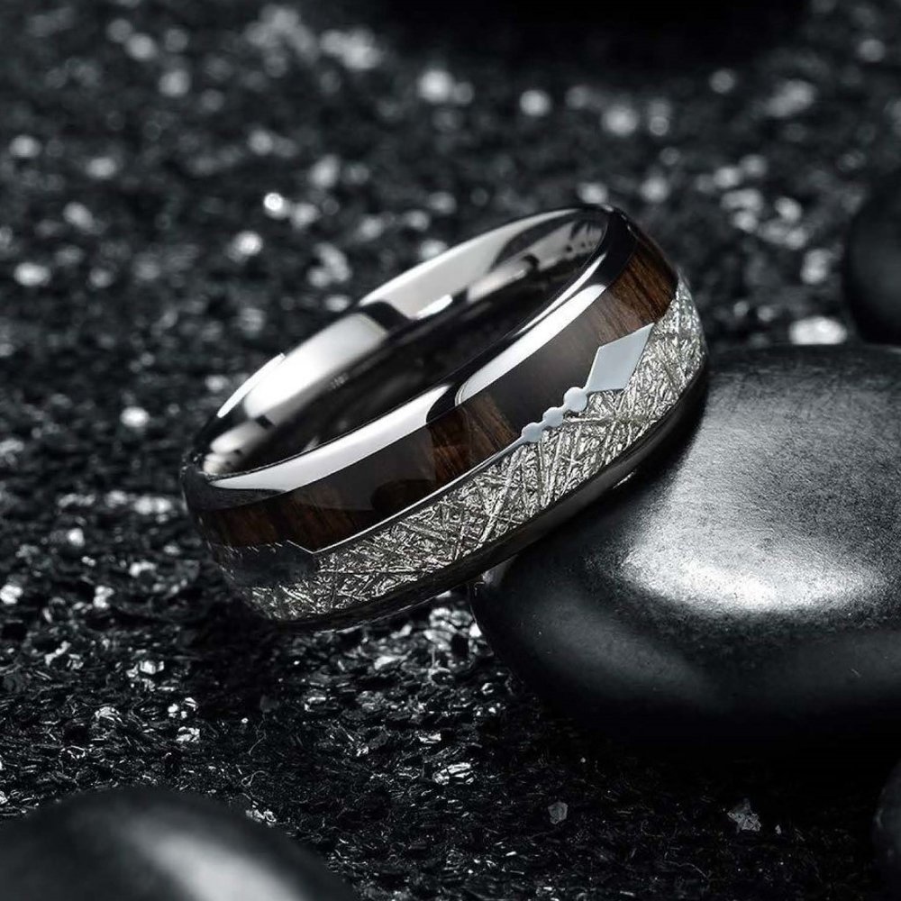 Hunter Koa Wood Tungsten Carbine Men's Ring - Picture 4 of 9